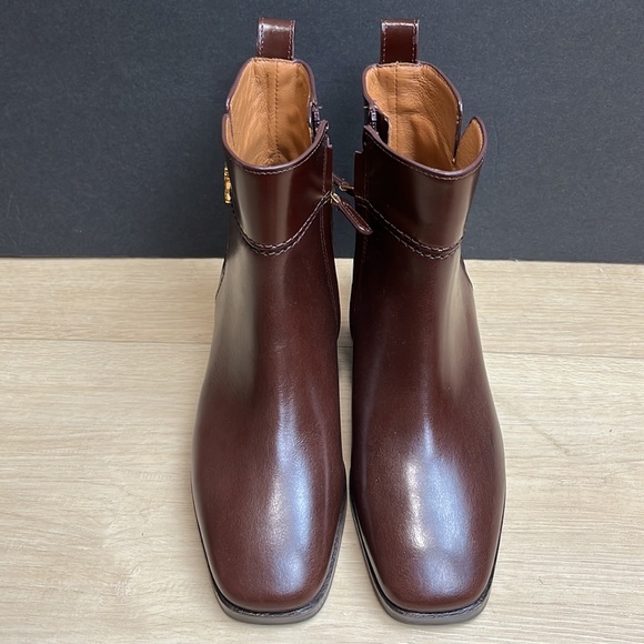 Tory Burch Everly Flat Boots Etrusco Calf Sierra Brown Leather 5 M - Picture 3 of 9